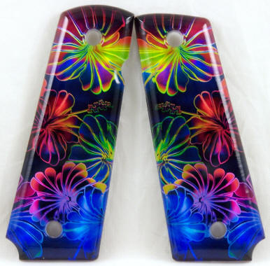 Radioactive Floral featured on 1911 Fullsize Left Side Safety Profile Pistol Grips