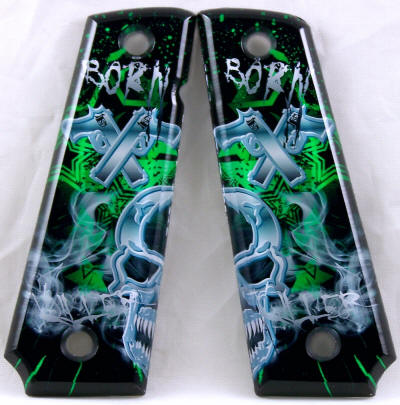 Born Killer Green featured on 1911 Fullsize Left Side Safety Pistol Grips