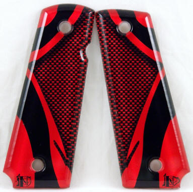 Red Carbon Fiber featured on 1911 Fullsize Left Side Safety Profile Pistol Grips