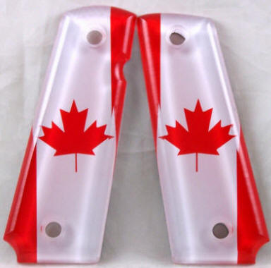 Canada Flag featured on 1911 Fullsize Left Side Safety Pistol Grips
