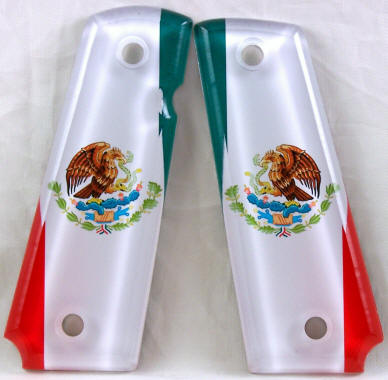 Mexico Flag featured on 1911 Fullsize Left Side Safety Pistol Grips