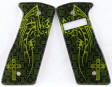 Angelic Tribal Wings Olive SPD Custom 1911 Pistol and Paintball Marker Grips