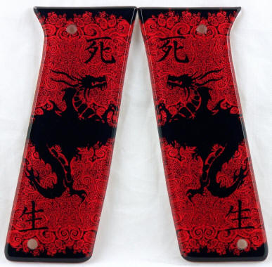 Dragon Life and Death Red featured on Empire Axe Paintball Marker Grips