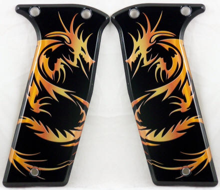 Dragon Tattoo Orange featured on Planet Eclipse Ego 07 08 GEO Etek 3&4 Paintball Grips