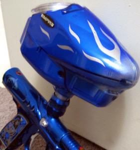 Blue Silver Flames Empire B Paintball Hopper