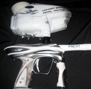 Custom White Flame SPD Paintball Hopper on  Epiphany